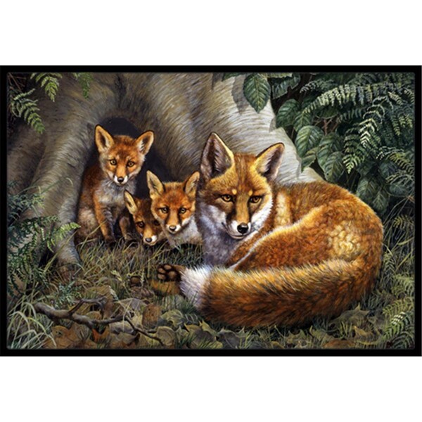 Jensendistributionservices A Family of Foxes at Home Indoor or Outdoor Mat, 24 x 36 MI2557345 - main